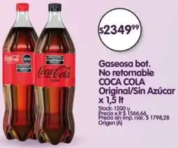 Supermercados Buenos Días Coca cola gaseosa bot. no retornable original/sin azúcar oferta
