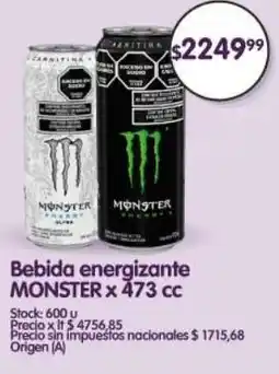 Supermercados Buenos Días Monster bebida energizante oferta