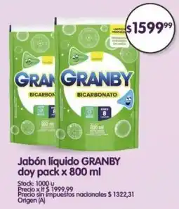 Supermercados Buenos Días Granby jabón líquido doy pack oferta