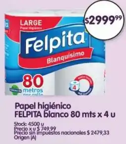 Supermercados Buenos Días Felpita papel higiénico blanco oferta