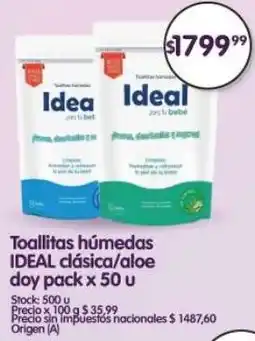 Supermercados Buenos Días Ideal toallitas húmedas clásica/aloe doy pack oferta