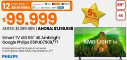 Changomas philips smart tv led 65" oferta