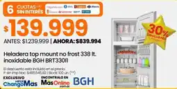 Changomas Bgh heladera top mount no frost oferta