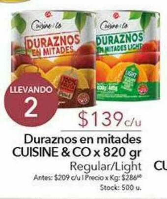 Jumbo Duraznos En Mitades Cuisine & Co oferta