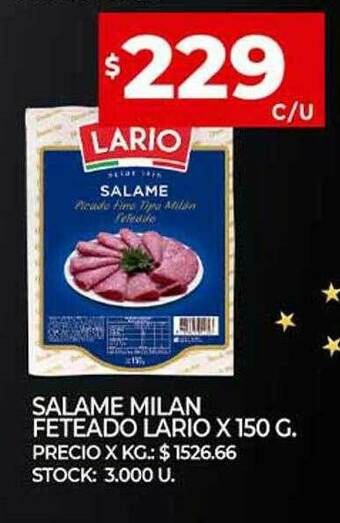 Supermercados DIA Salame Milan Feteado Lario oferta