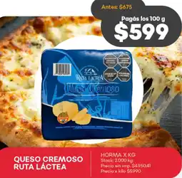 Supermercados Tadicor Ruta láctea queso cremoso horma oferta