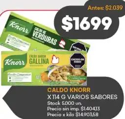 Supermercados Tadicor Knorr caldo varios sabores oferta