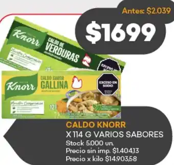 Supermercados Tadicor Knorr caldo varios sabores oferta