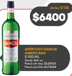 Supermercados Tadicor Gancia aperitivo americano oferta