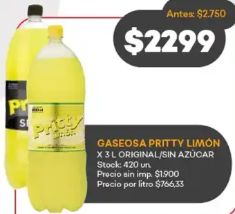 Supermercados Tadicor Pritty limón gaseosa original/sin azúcar oferta