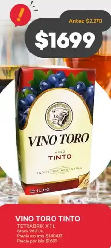 Supermercados Tadicor Vino toro tinto tetrabrik oferta