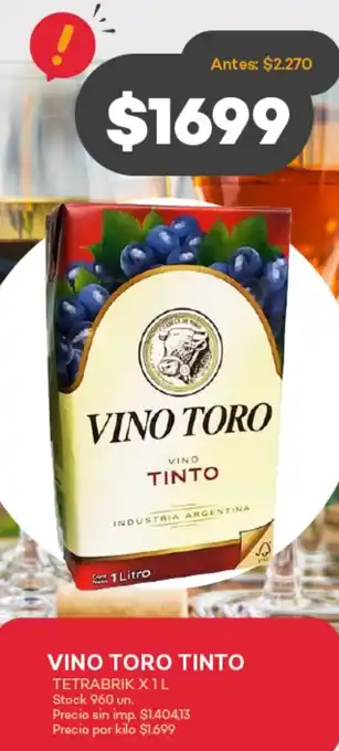 Supermercados Tadicor Vino toro tinto tetrabrik oferta