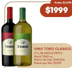 Supermercados Tadicor Vino toro clásico blanco/tinto oferta
