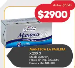 Supermercados Tadicor La paulina manteca oferta
