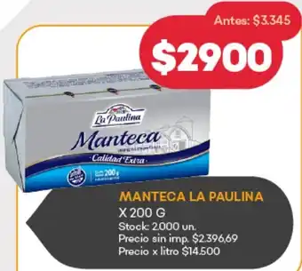 Supermercados Tadicor La paulina manteca oferta