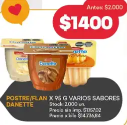 Supermercados Tadicor Danette postre/flan varios sabores oferta
