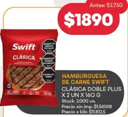 Supermercados Tadicor Swift hamburguesa de carne clásica doble plus oferta