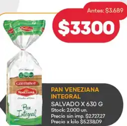 Supermercados Tadicor Veneziana pan integral salvado oferta