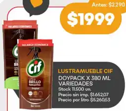 Supermercados Tadicor Lustramueble cif doypack variedades oferta