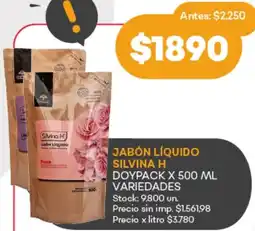 Supermercados Tadicor Jabón líquido silvina h doypack variedades oferta