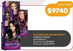 Supermercados Tadicor Koleston coloración kit varios tonos oferta