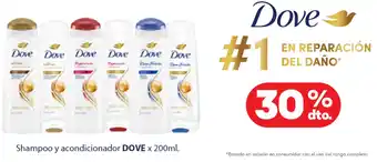 Supermercados Tadicor Dove shampoo y acondicionador oferta