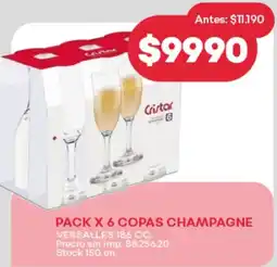 Supermercados Tadicor Cristar pack x 6 copas champagne oferta