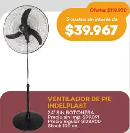 Supermercados Tadicor Ventilador de pie indelplast 24" sin botonera oferta