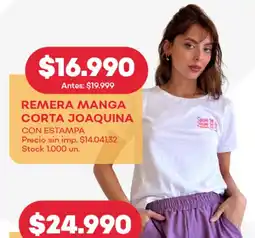 Supermercados Tadicor Remera manga corta joaquina oferta