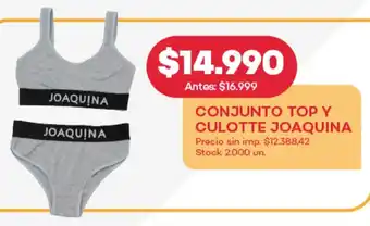 Supermercados Tadicor Conjunto top y culotte joaquina oferta
