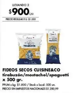 Disco Fideos secos cuisine&co tirabuzón/mostachol/spaguetti oferta