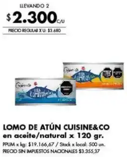 Disco Cuisine&co lomo de atún en aceite/natural oferta