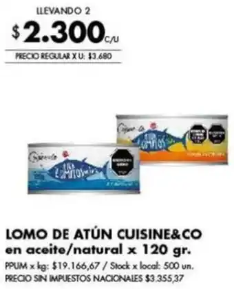 Disco Cuisine&co lomo de atún en aceite/natural oferta