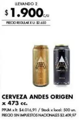 Disco Andes origen cerveza oferta