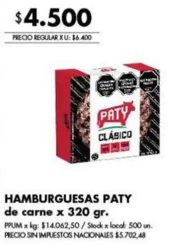 Disco Paty hamburguesas de carne oferta