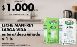 Disco Leche manfrey larga vida entera/descremada oferta
