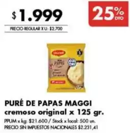 Disco Maggi puré de papas cremoso original oferta