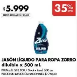 Disco Zorro diluible jabón líquido para ropa oferta