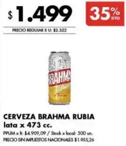 Disco Brahma cerveza rubia lata oferta