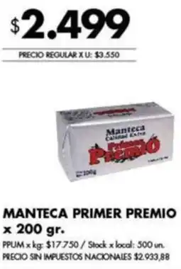 Disco Manteca primer premio oferta