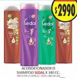 Supermercados Becerra Sedal acondicionador o shampoo oferta