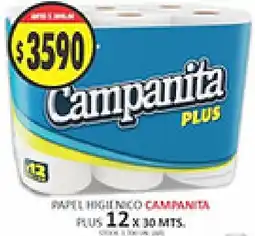 Supermercados Becerra Campanita Plus papel higienico oferta
