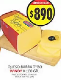 Supermercados Becerra Windy queso barra tybo oferta
