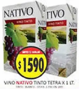 Supermercados Becerra Nativo vino tinto tetra oferta