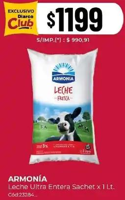 Diarco Armonía leche ultra entera sachet oferta