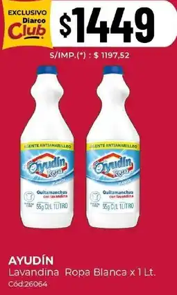 Diarco Ayudín lavandina ropa blanca oferta