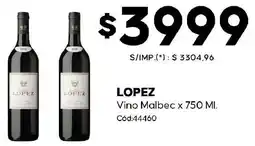 Diarco Lopez vino malbec oferta