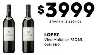 Diarco Lopez vino malbec oferta