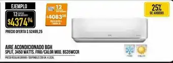 Supermercados Vea Aire Acondicionado Bgh Split 3450 Watts. Frio Calor Mod. Bs35wccr oferta