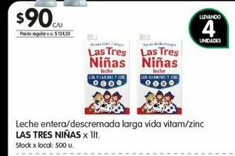 Jumbo Leche entera las tres niñas 1lt oferta